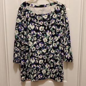 New Croft & Barrow 🌻 Floral Long Sleeve Tunic Top 2X